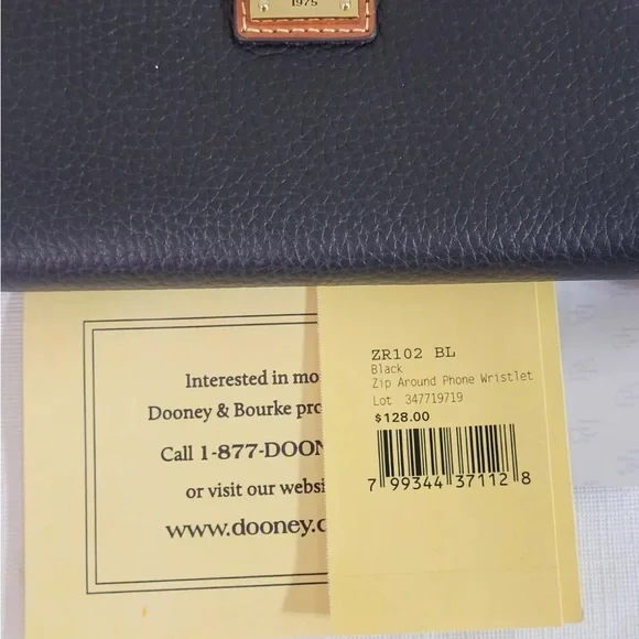 NWT! Dooney & Bourke Black & Brown Leather Zip Around Wristlet/Wallet - Picture 6 of 6